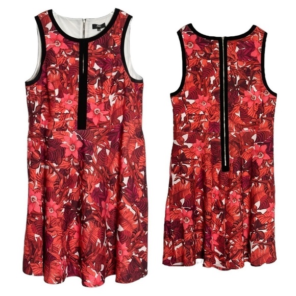 ABS Allen Schwartz Keyhole Red Floral Tropical Print Fit & Flare Circle Dress 3X - Picture 1 of 11